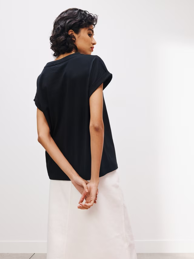 AND/OR Turn Up Sleeve Tank T-Shirt, Black