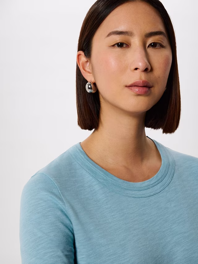 Whistles Rosa Double Trim T-Shirt, Mid Blue