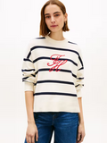 Tommy Hilfiger Stripe Logo Jumper, Blue/Multi