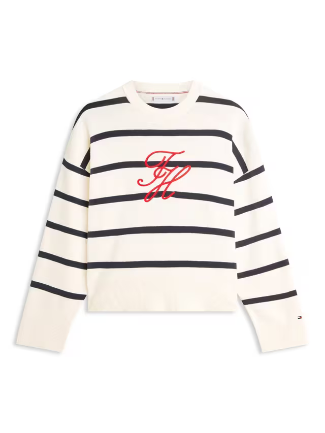 Tommy Hilfiger Stripe Logo Jumper, Blue/Multi