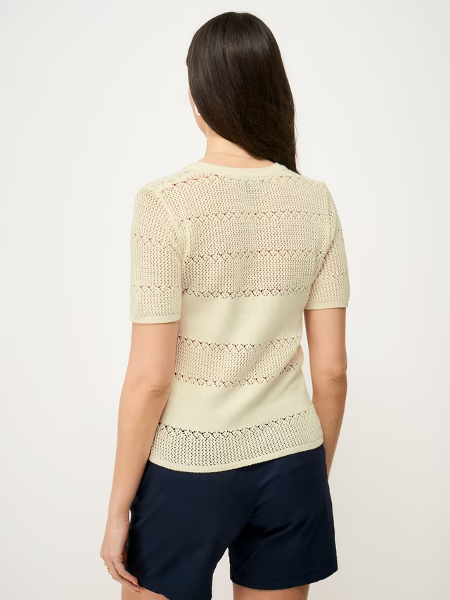 Crew Clothing Lace Knit T-Shirt, Ivory