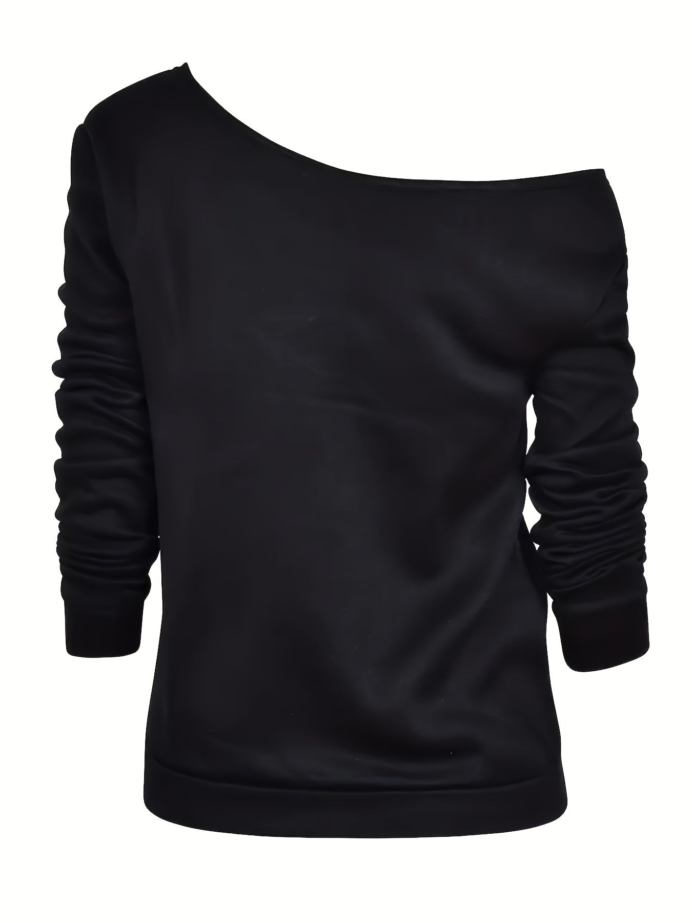 Women's Black Asymmetric Off-Shoulder Sweatshirt with Lip Print