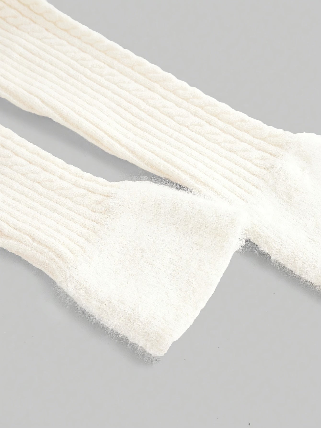 Women's White Off-Shoulder Cable Knit Mini Dress with Faux Fur Trim