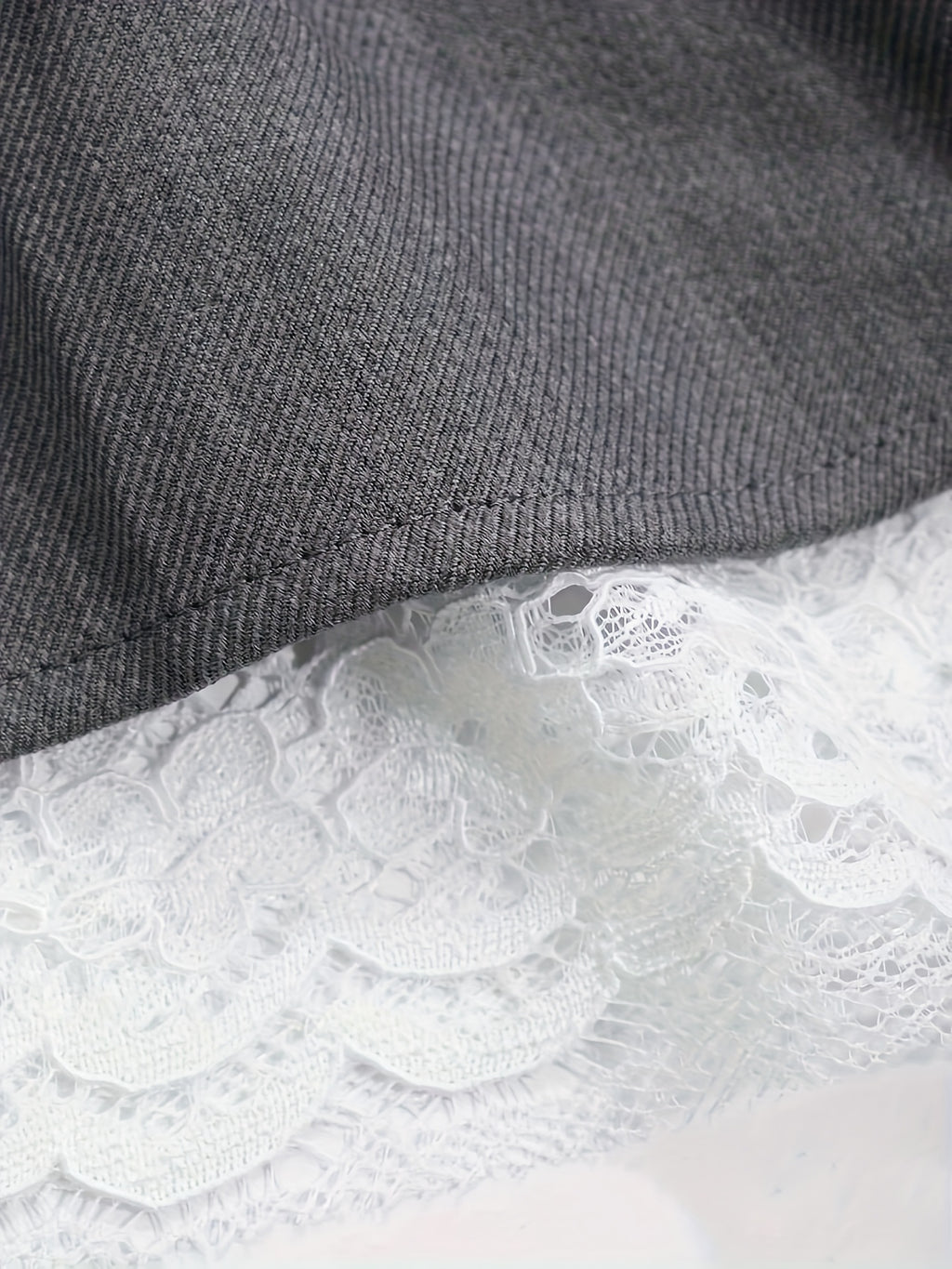 Women's Grey Two-Layer Maxi Skirt with Lace Trim & Side Ties