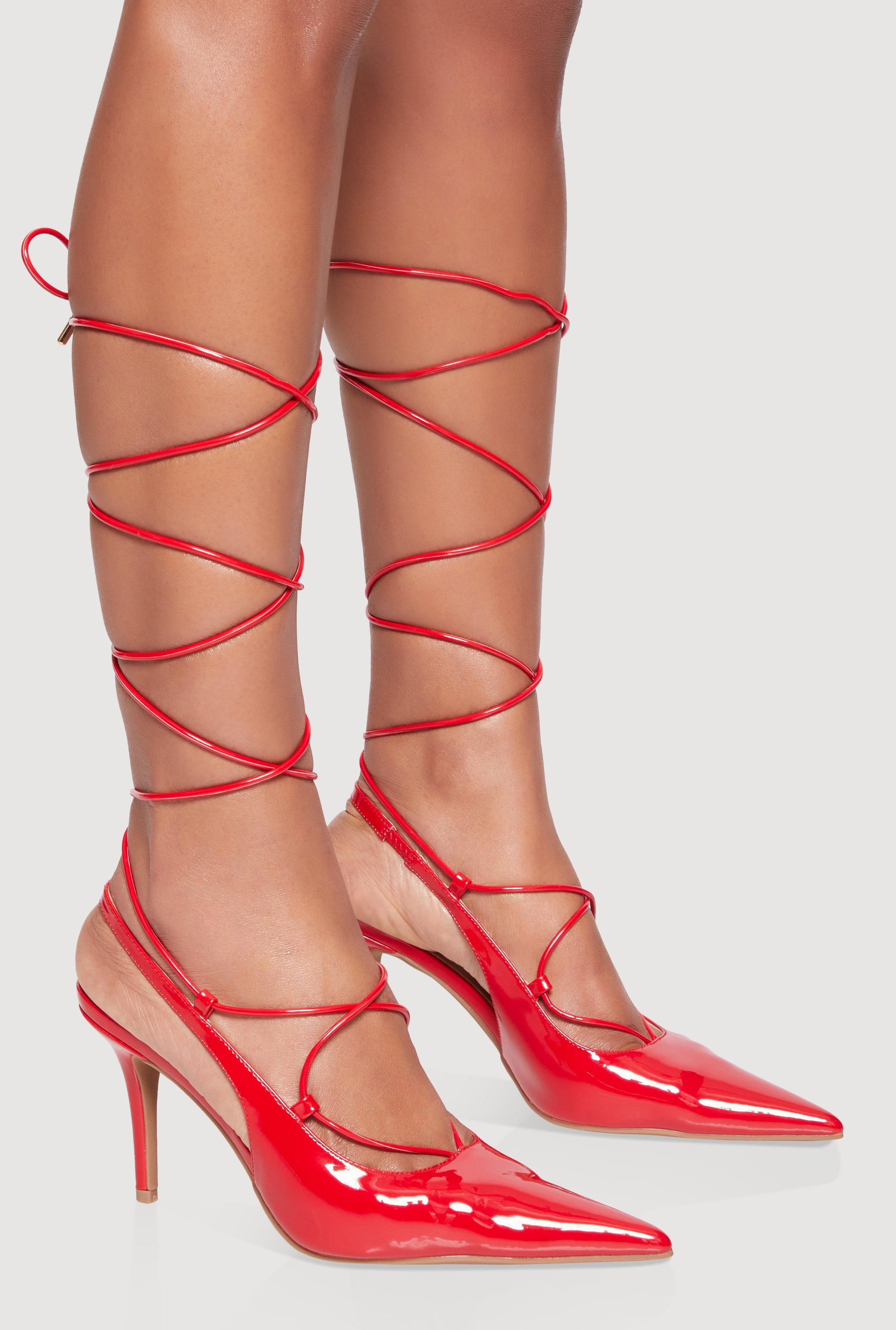 Strappy Lace Up Pointed Toe Stiletto Heels