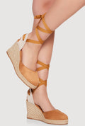 Strappy Lace Up Espadrille Wedges