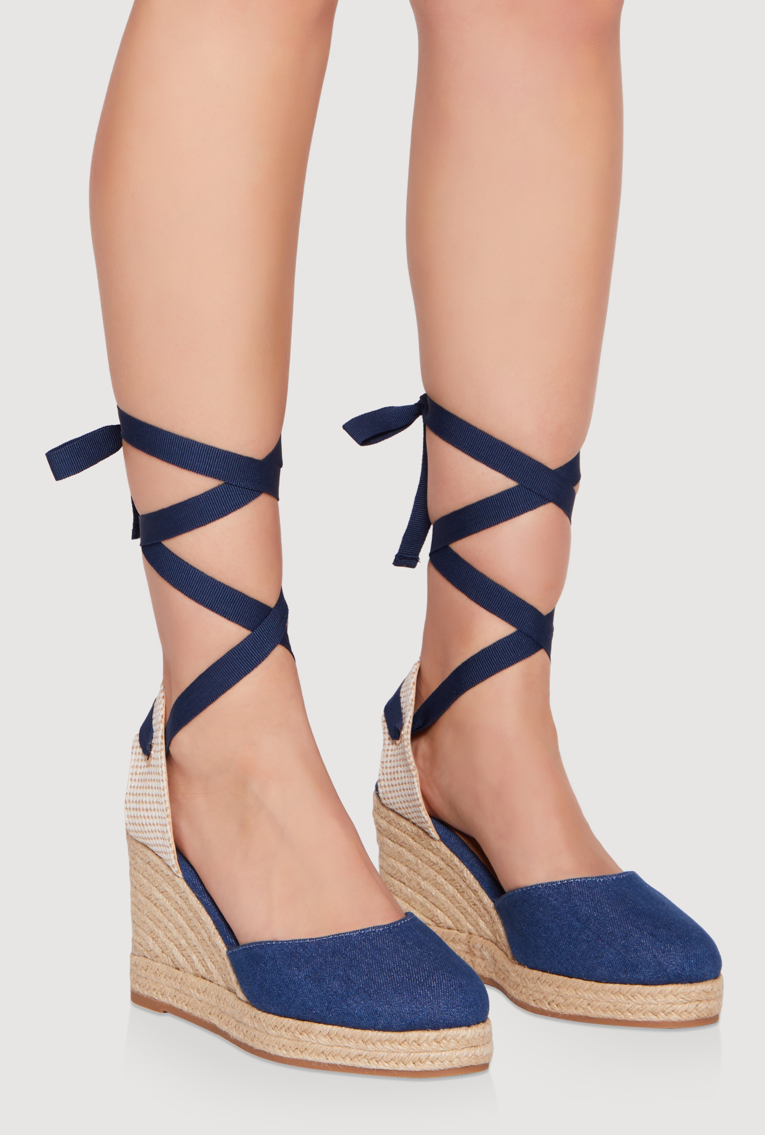Strappy Lace Up Espadrille Wedges