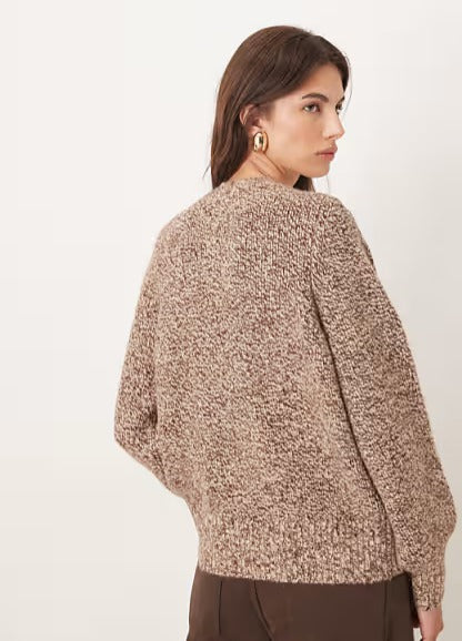 ASOS DESIGN scarf detail relaxed fit multiply jumper in brown