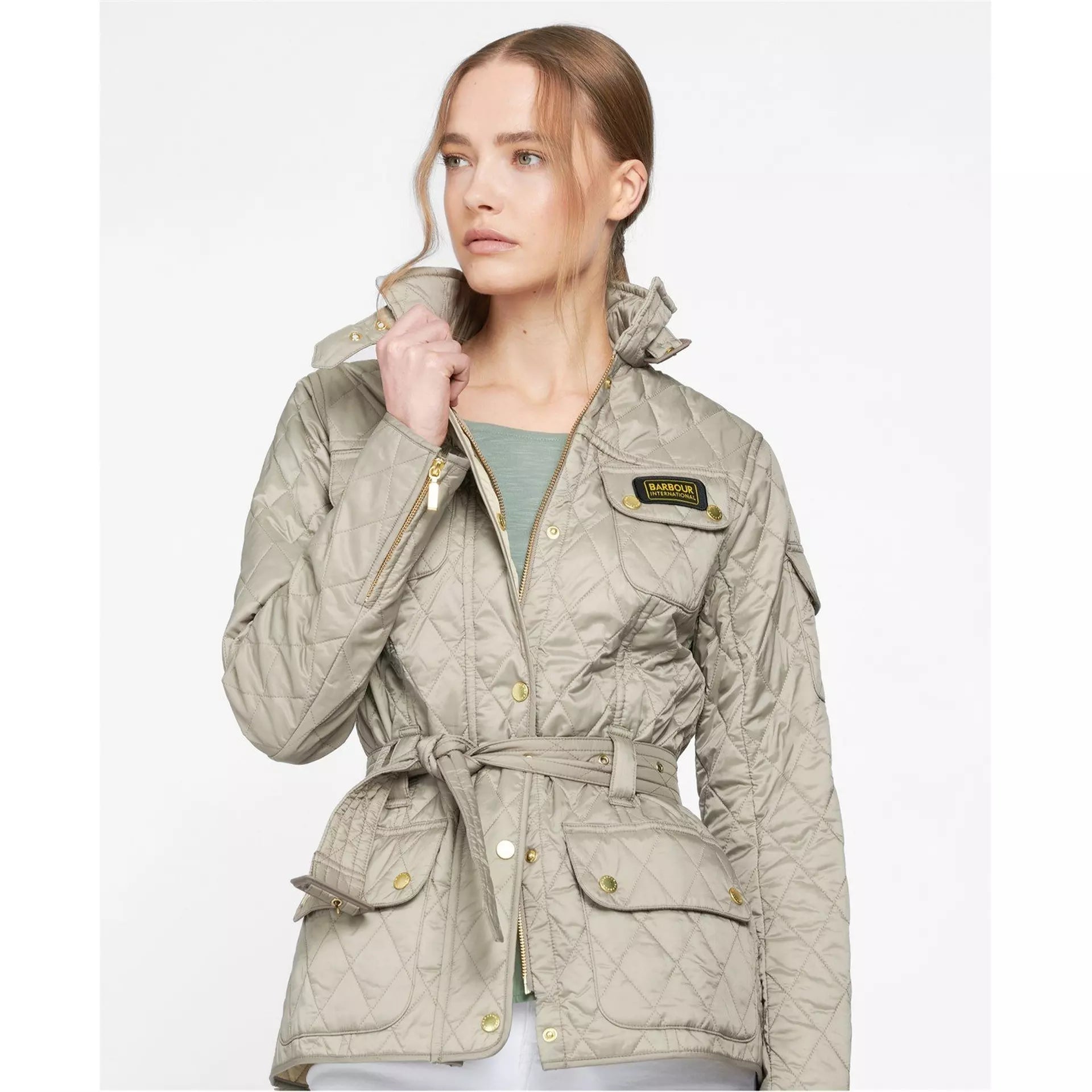 Women's Diamond Quilted Wind Resistant Long Sleeve Slim Fit Quilted Jacket