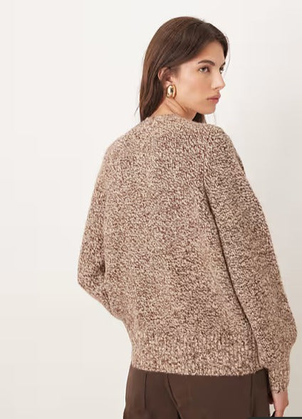 ASOS DESIGN scarf detail relaxed fit multiply jumper in brown