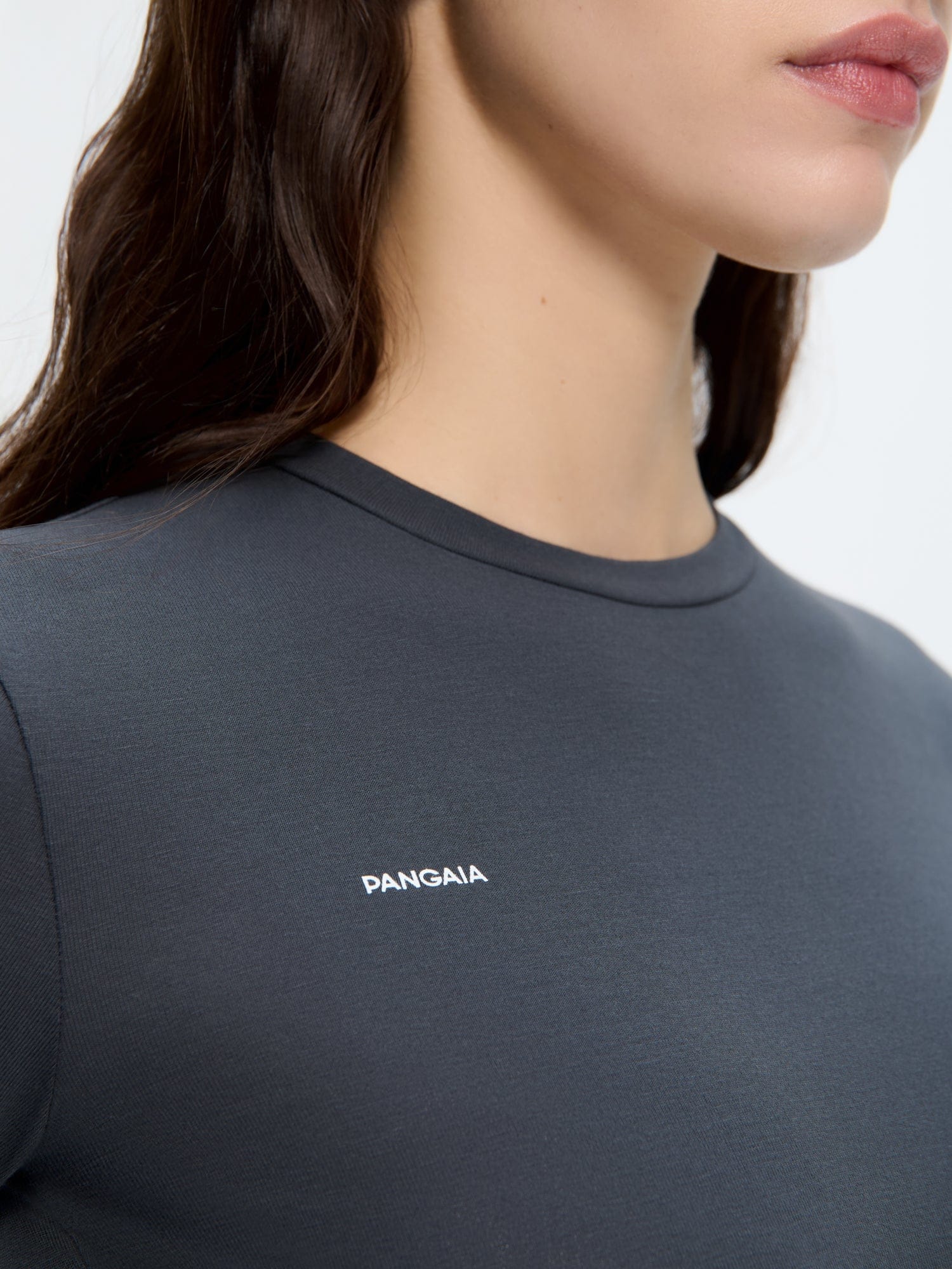 Womens Cotton-Stretch Long-Sleeved Top—Smoked Black