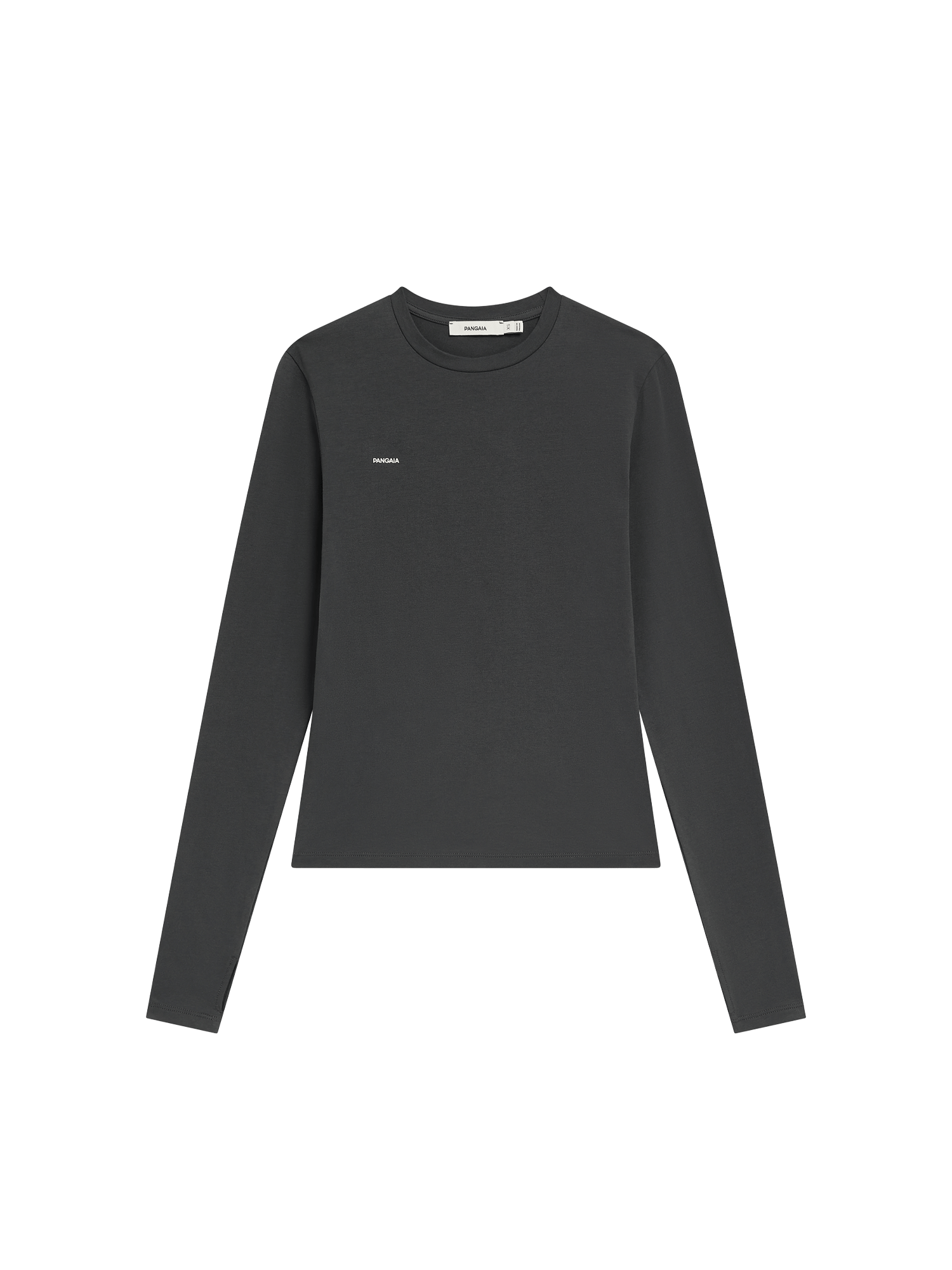 Womens Cotton-Stretch Long-Sleeved Top—Smoked Black