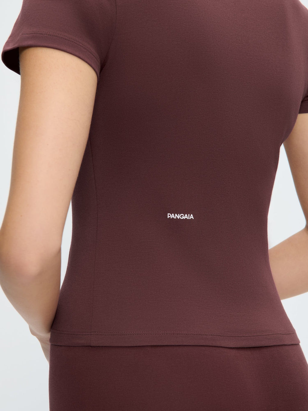 Womens Cotton-Stretch Slim T-Shirt—Chestnut Maroon