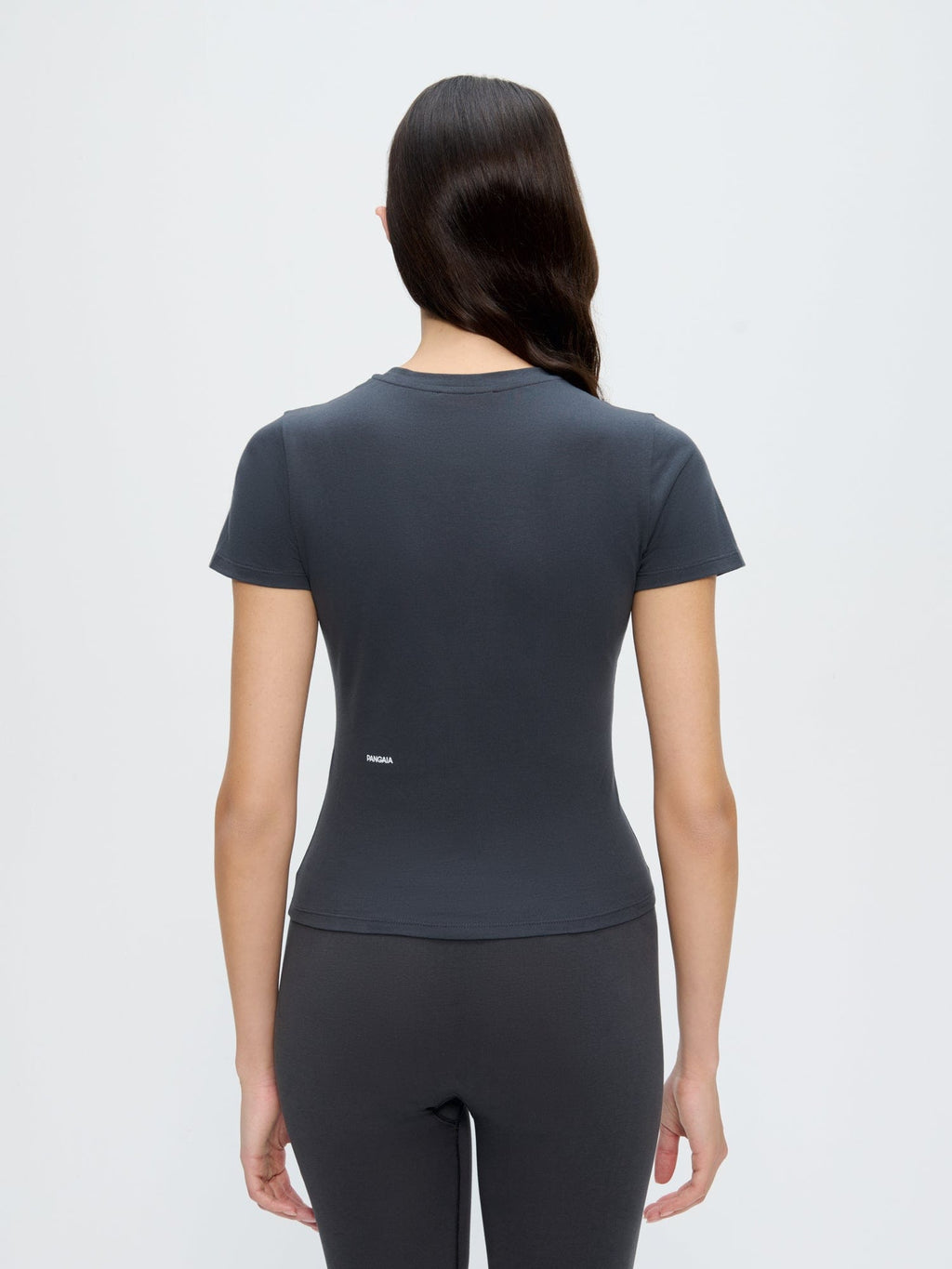 Womens Cotton-Stretch Slim T-Shirt—Smoked Black