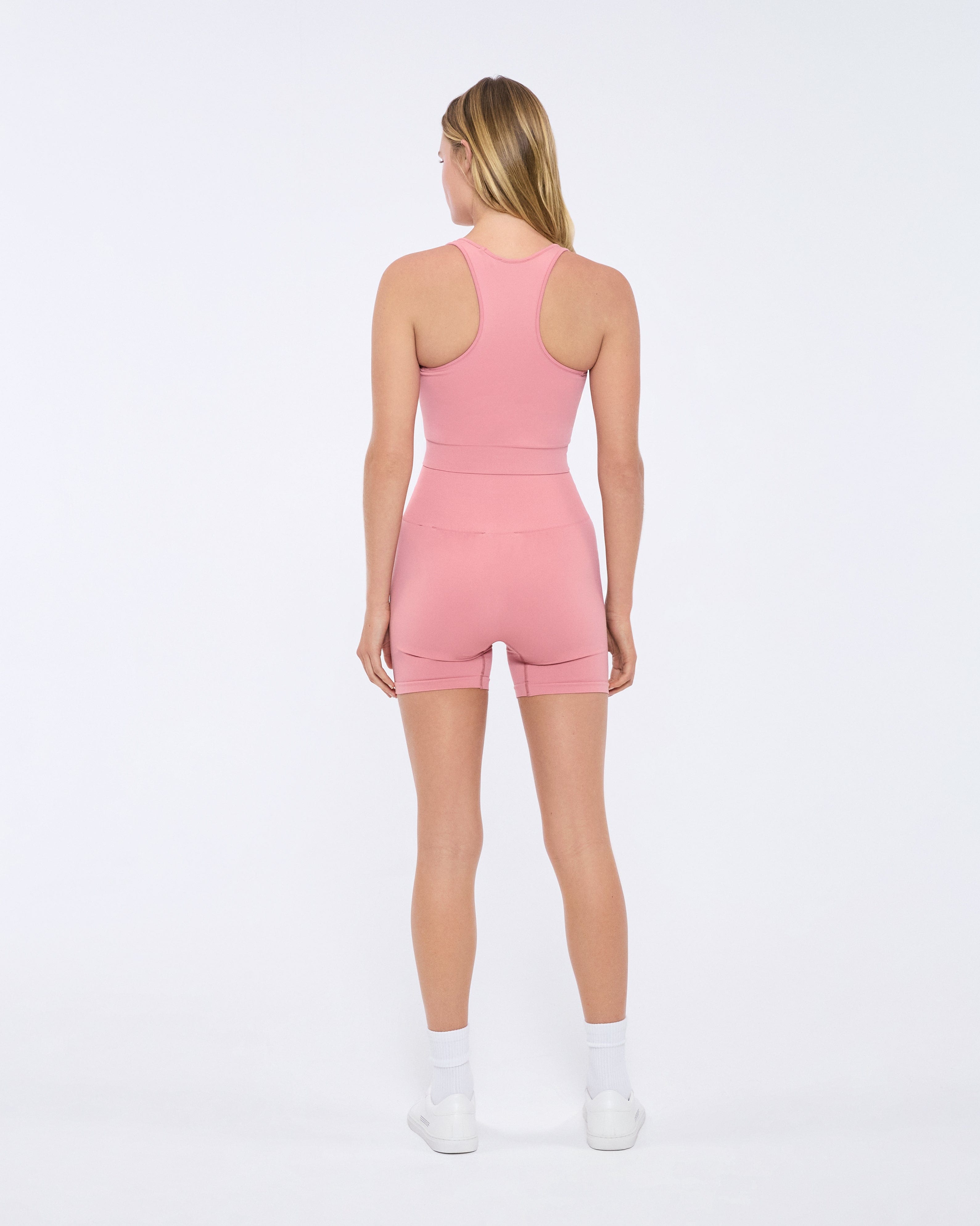 Womens 99% Bio-Based Compressive Ribbed Tank Top—Dewy Rose