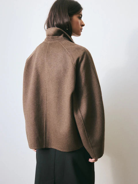 Chocolate Brown Wool Blend Short Coat