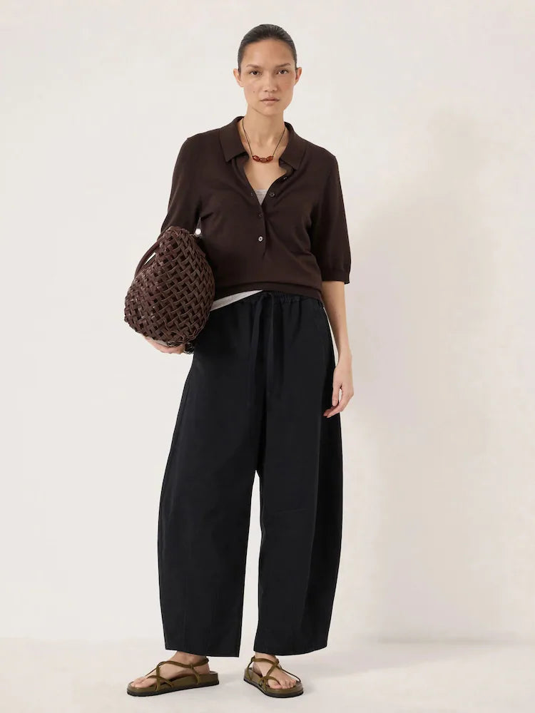 Hush Black Rina Pull On Barrel Leg Trousers