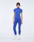 Womens 99% Bio-Based Zipped Short Sleeve Top—Gaia Blue