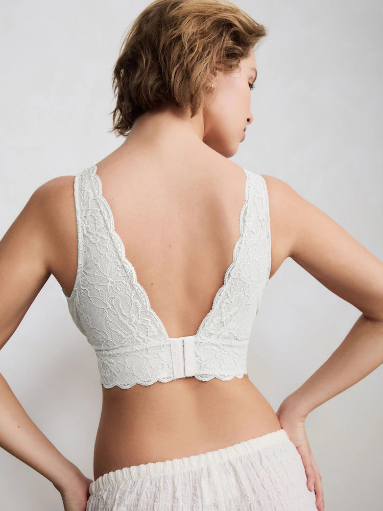 White Non Pad Non Wire Total Support Lace Bras