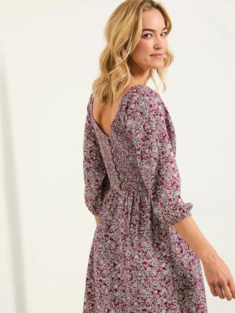 FatFace Adele Plum Purple 2 Tone Floral Midi Dress