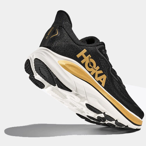 Hoka Clifton 10 Women's Running Shoe - Black/Gold