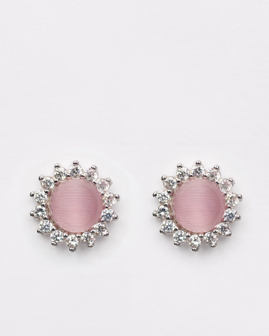 Luna Statement Studs in Pink Moonstone