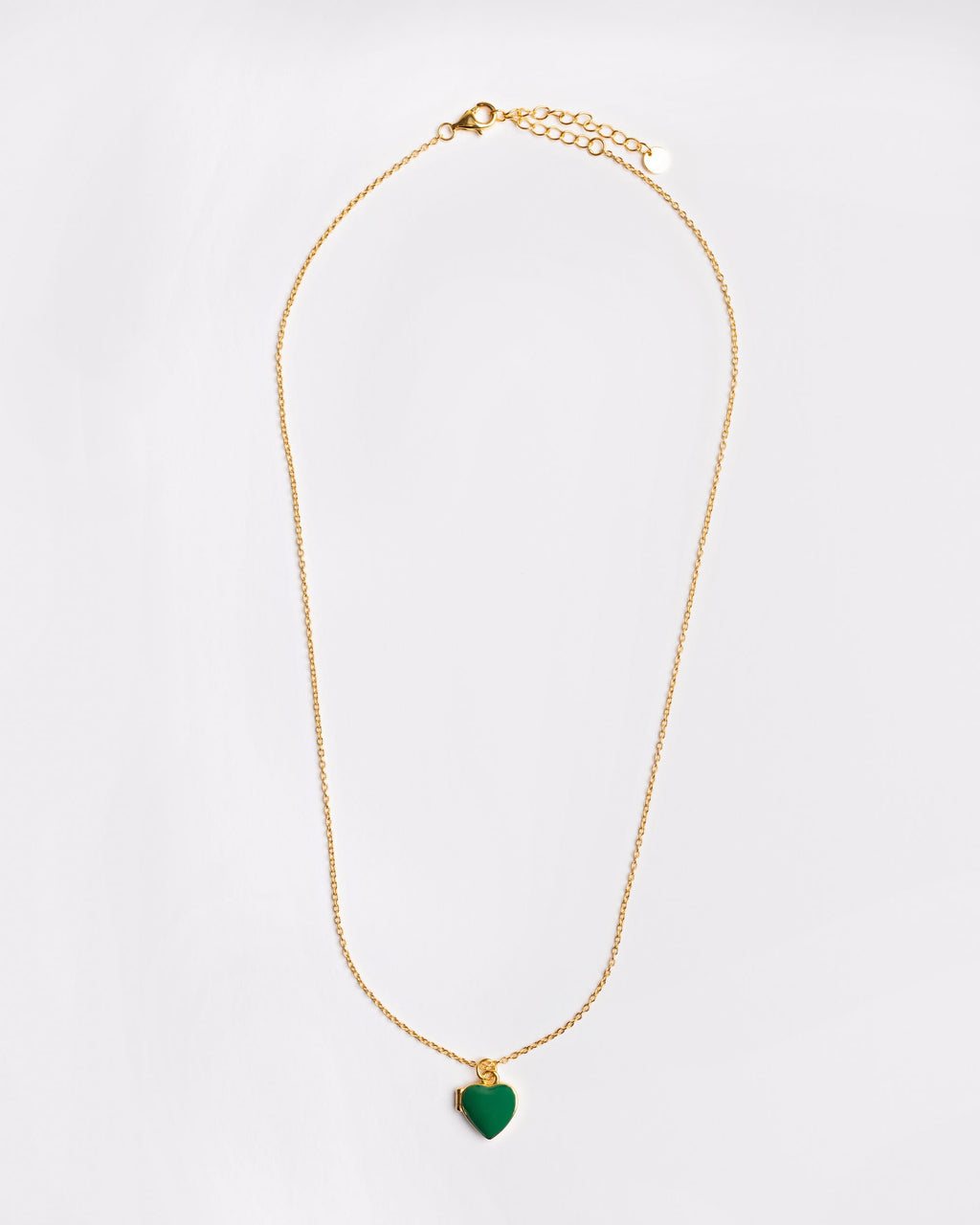 The Green Enamel Heart Locket Necklace