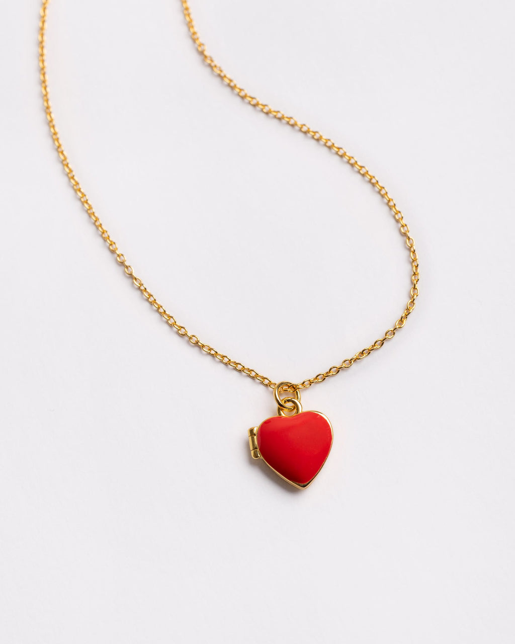 The Red Enamel Heart Locket Necklace