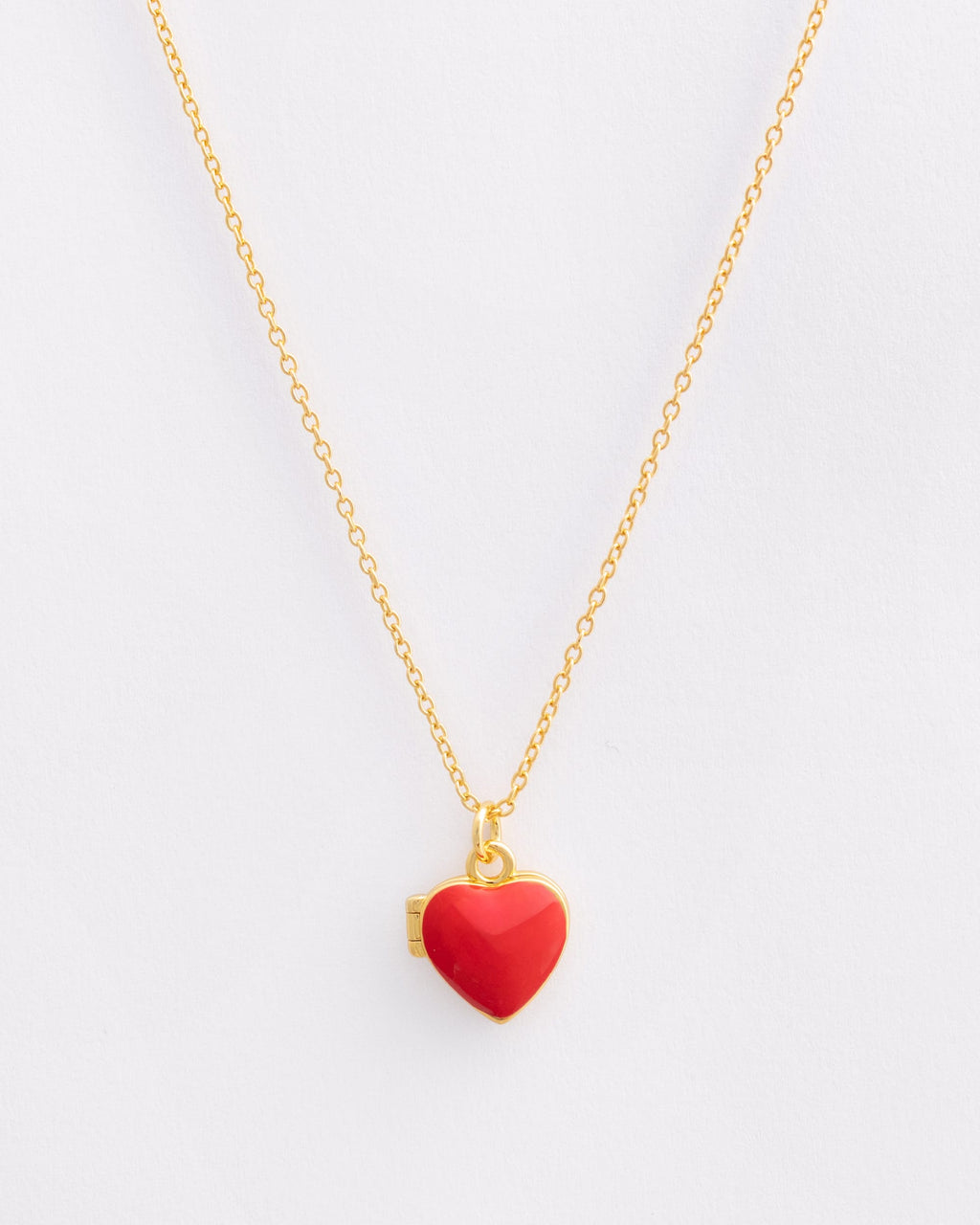 The Red Enamel Heart Locket Necklace