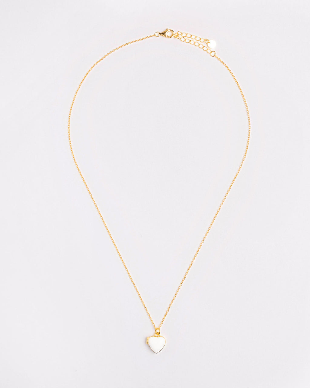 The White Enamel Heart Locket Necklace