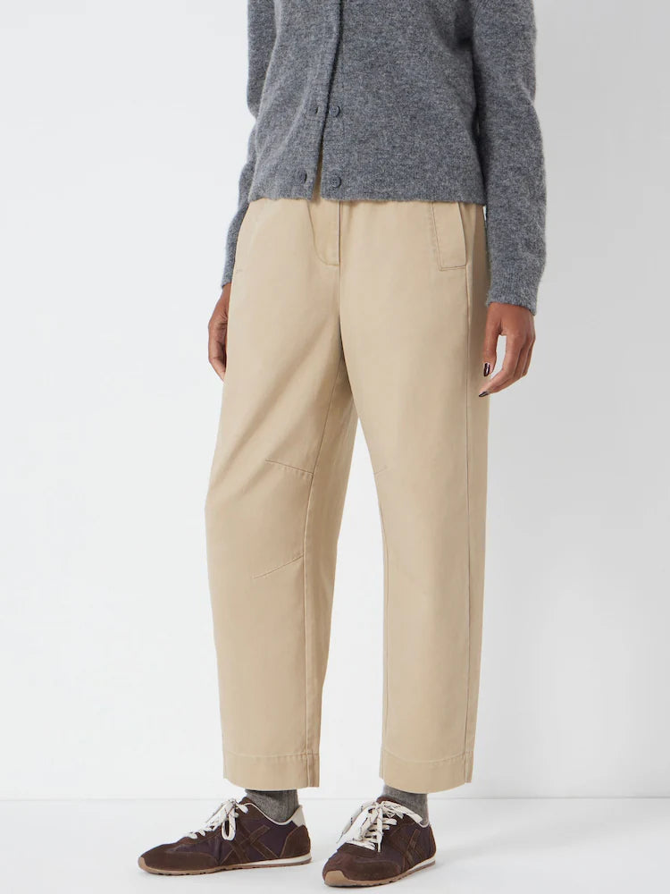 Hush Stone Brown Jack Barrel Leg Pull On Cotton Trousers