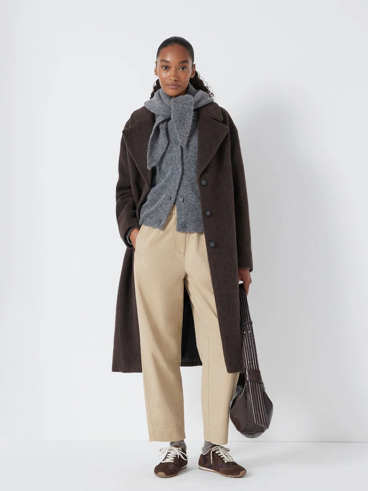 Hush Stone Brown Jack Barrel Leg Pull On Cotton Trousers