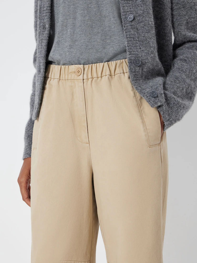 Hush Stone Brown Jack Barrel Leg Pull On Cotton Trousers