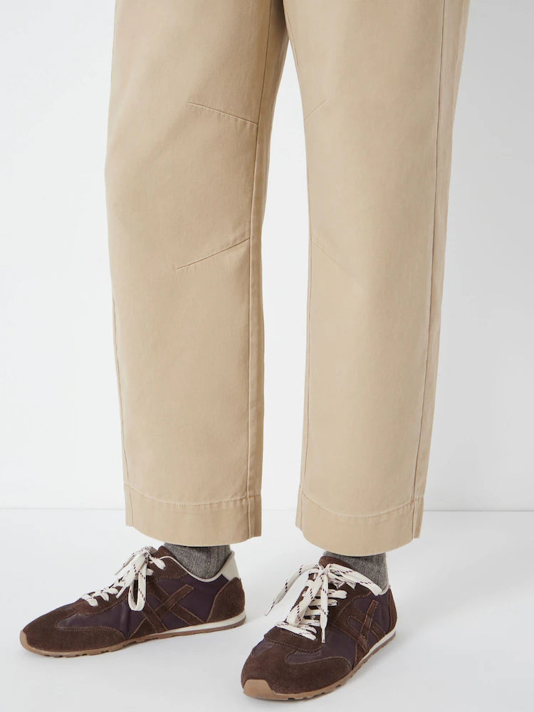 Hush Stone Brown Jack Barrel Leg Pull On Cotton Trousers