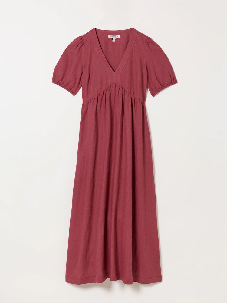 FatFace Remi Rust Brown Linen Dress