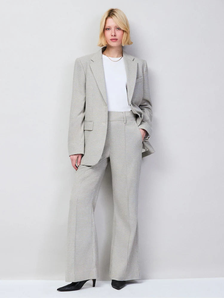 Ro&Zo Natural Petite Petite Houndstooth Kick Flare Trousers