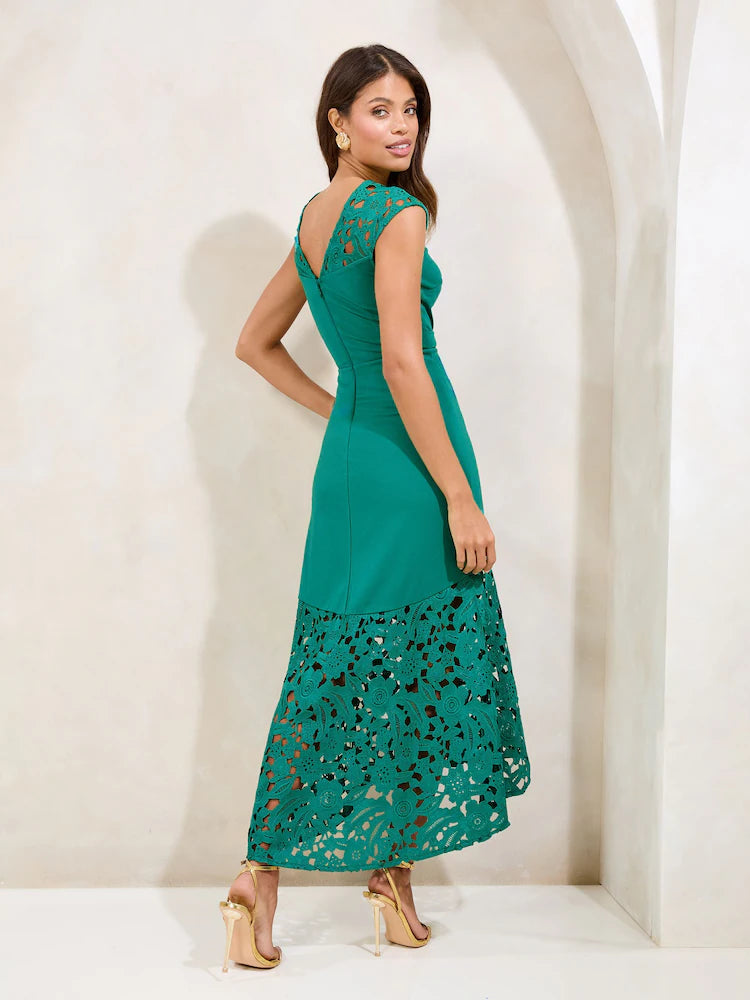 Lipsy Mint Green Lace Hem Fit And Flare Midaxi Dress