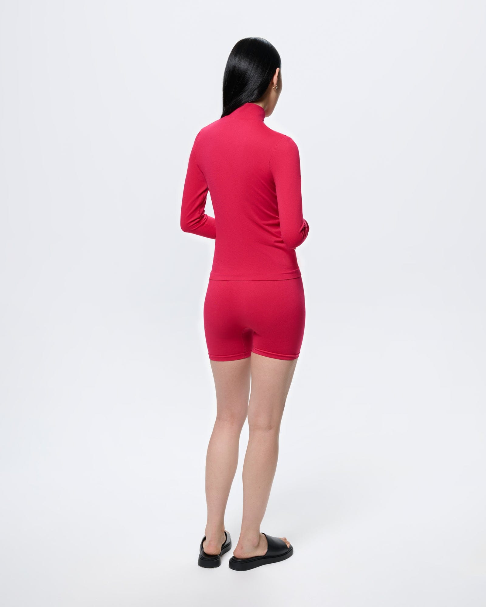 Womens 99% Bio-Based Zipped Long Sleeve Top—Acai Pink