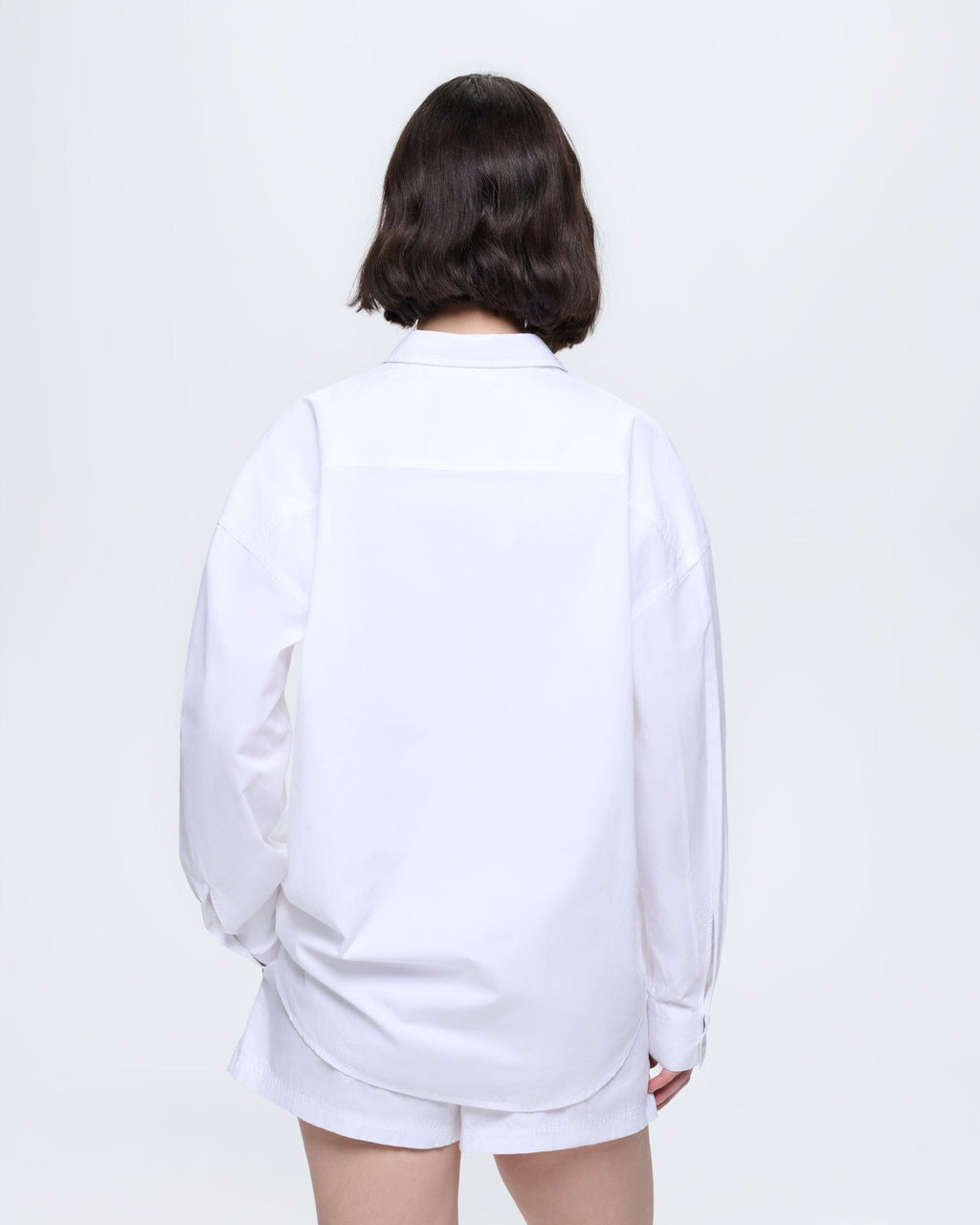 Womens Cotton Poplin Overshirt—Off-White