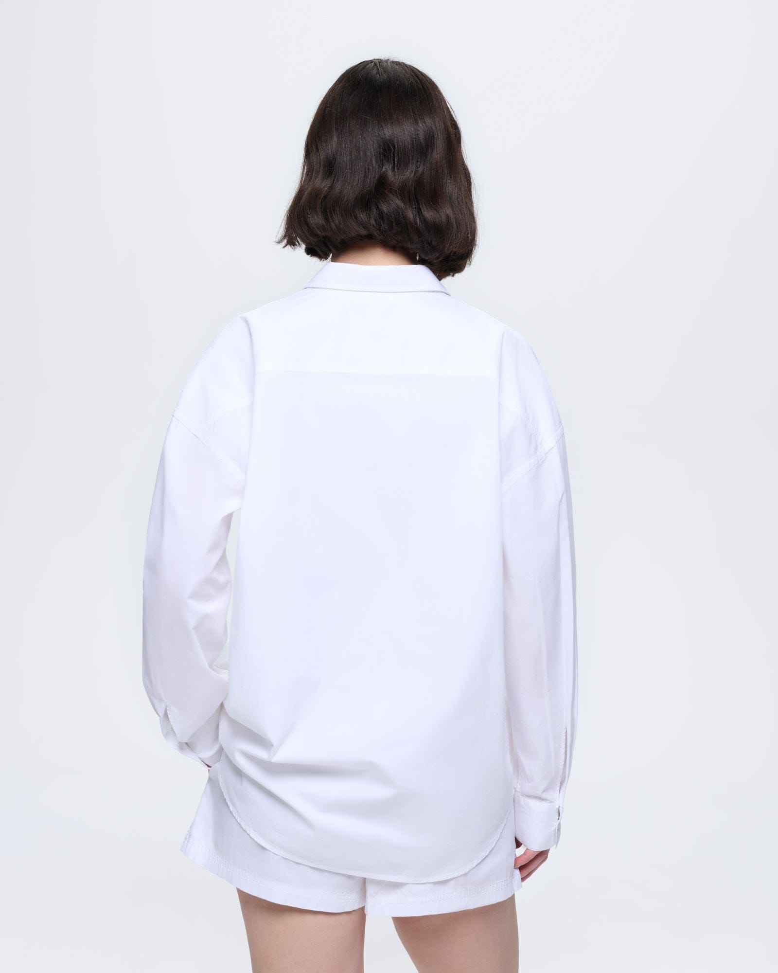 Womens Cotton Poplin Overshirt—Off-White