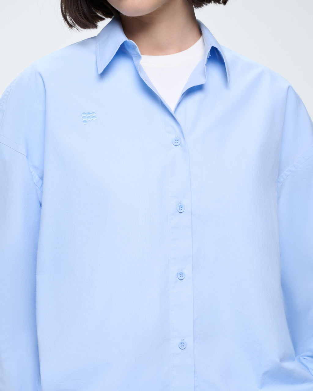 Womens Cotton Poplin Overshirt—Wildflower Blue