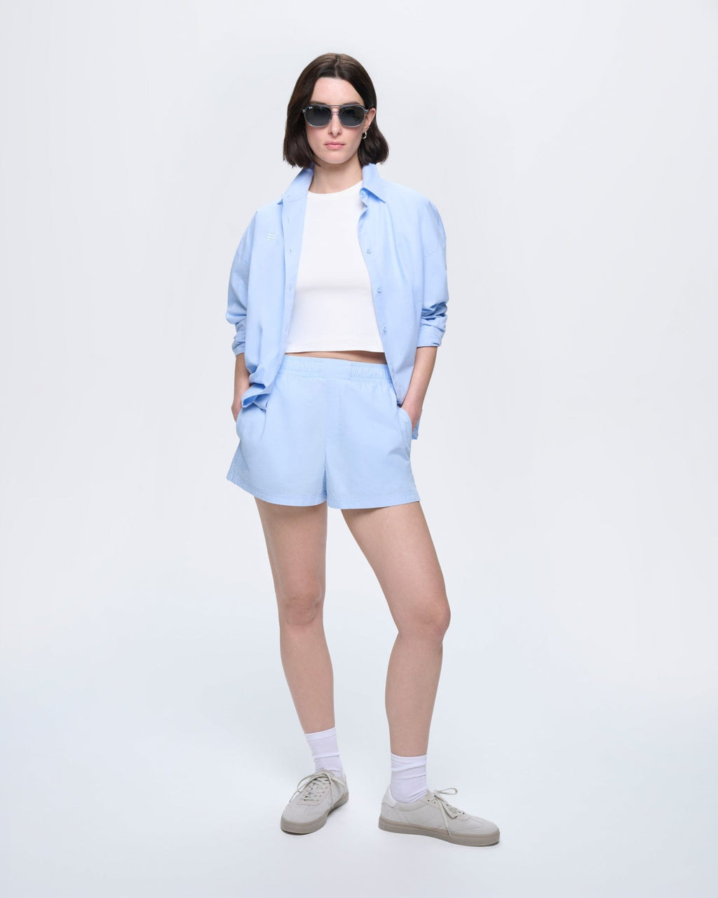 Womens Cotton Poplin Overshirt—Wildflower Blue
