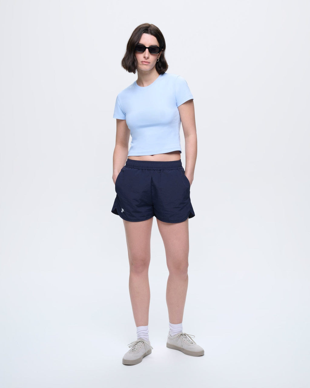 Womens Cropped T-Shirt—Wildflower Blue