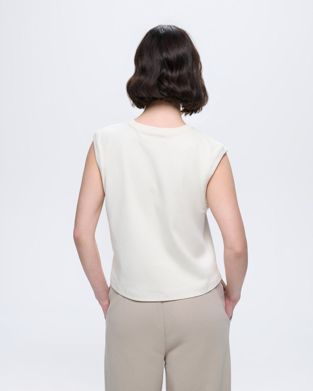 Womens Sleeveless T-Shirt—Bone White