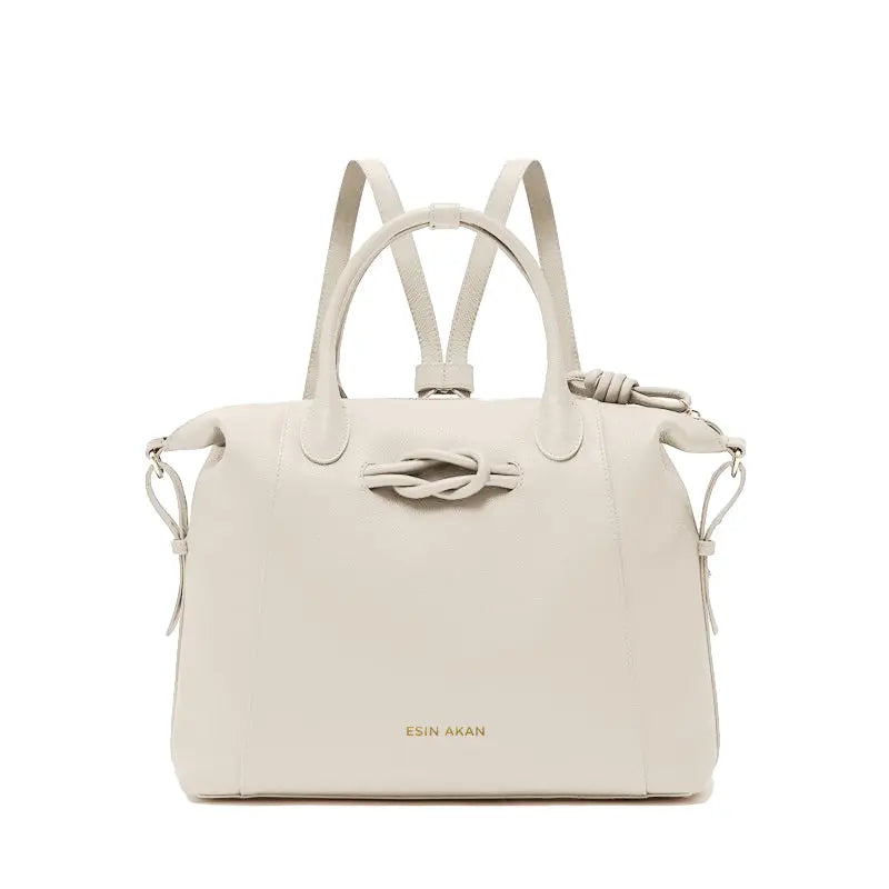 Wimbledon Leather Laptop Backpack, Ivory
