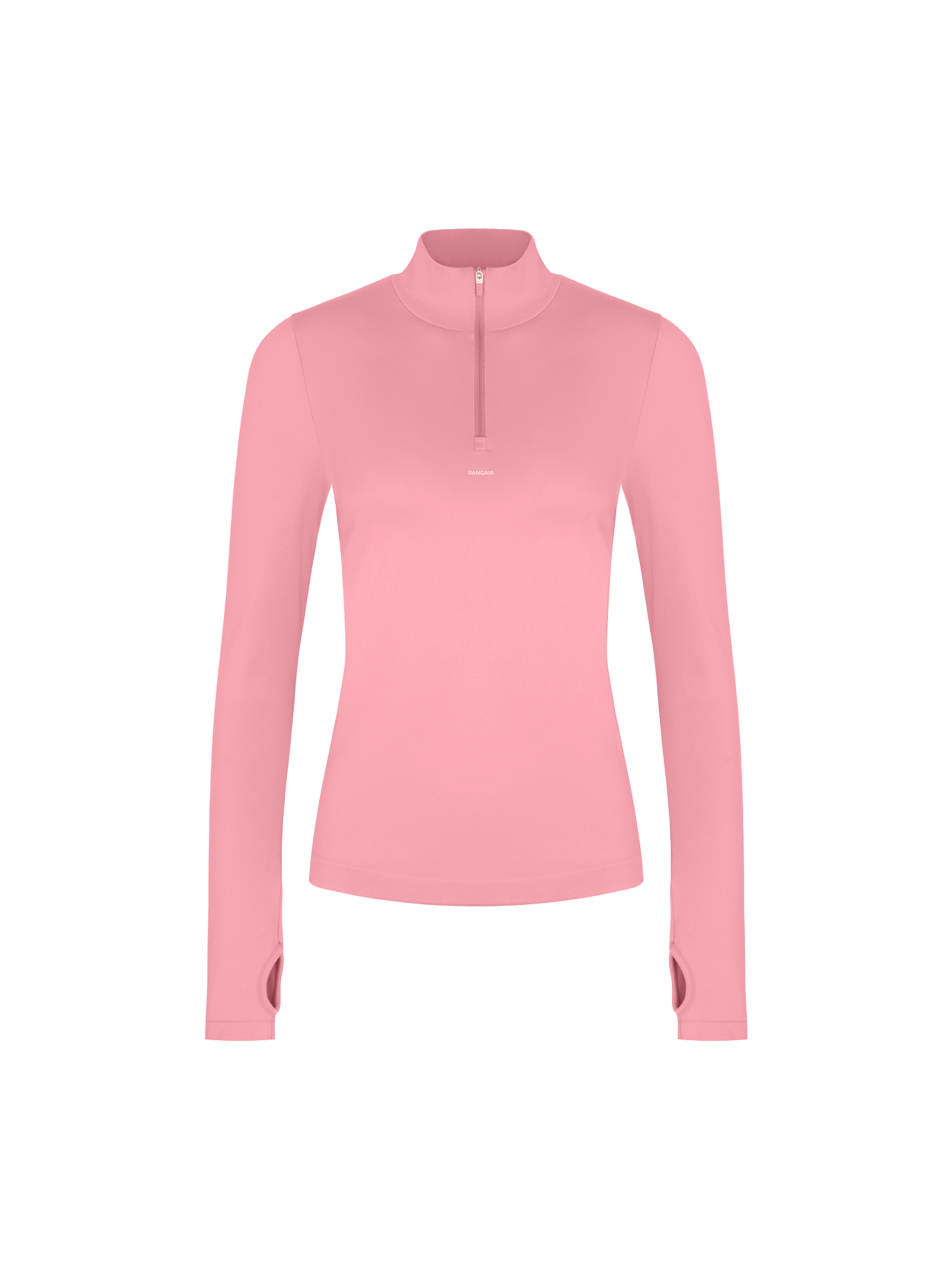 Womens 99% Bio-Based Zipped Long Sleeve Top—Dewy Rose