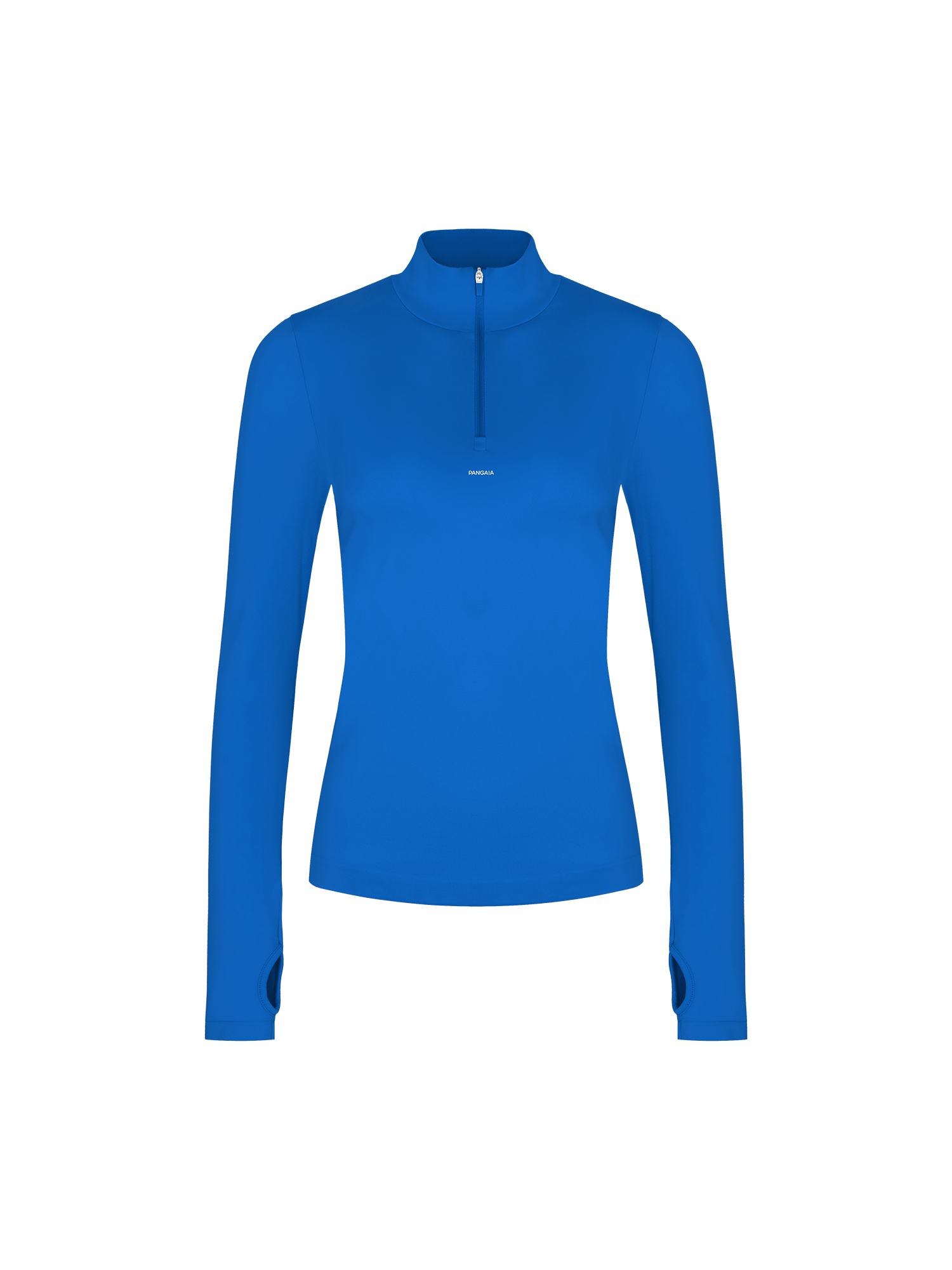 Womens 99% Bio-Based Zipped Long Sleeve Top—Gaia Blue
