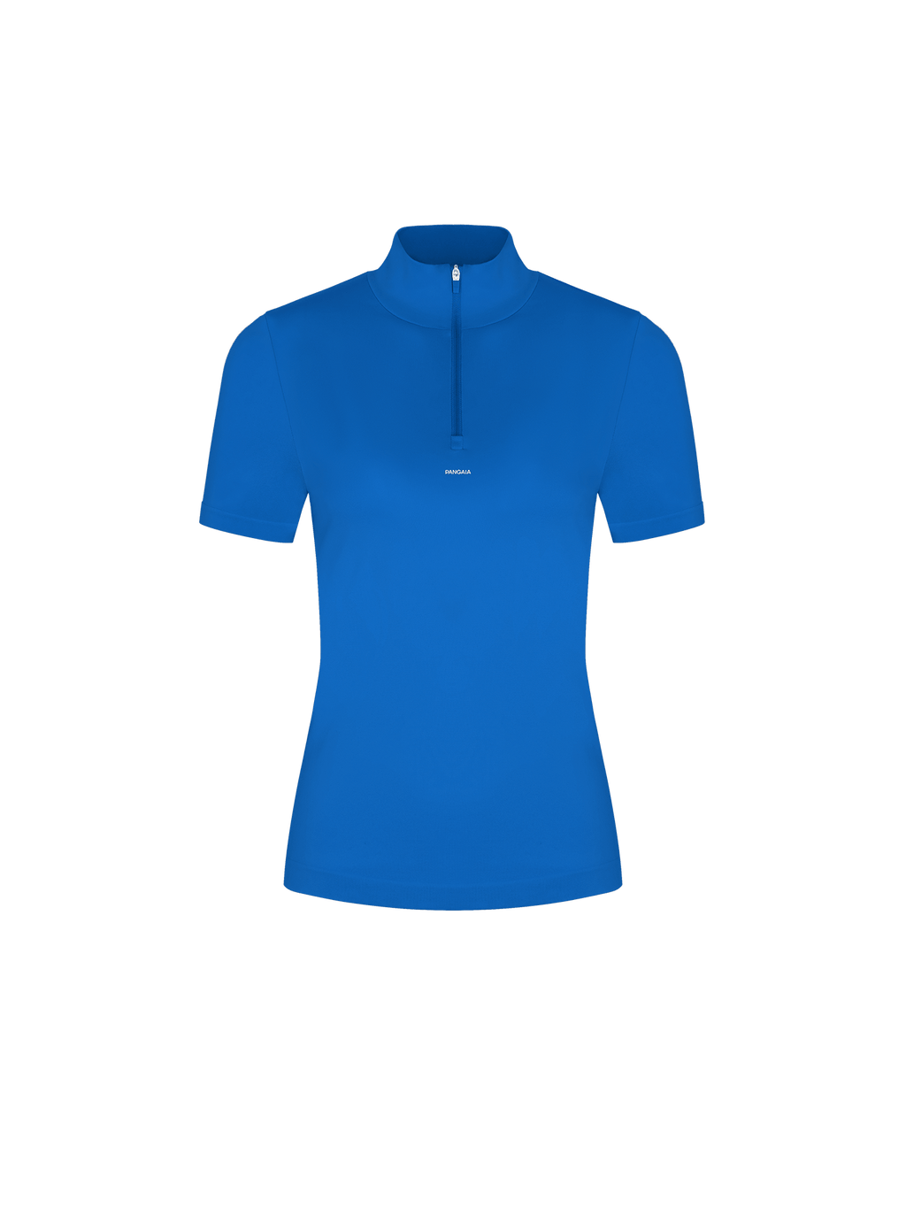 Womens 99% Bio-Based Zipped Short Sleeve Top—Gaia Blue