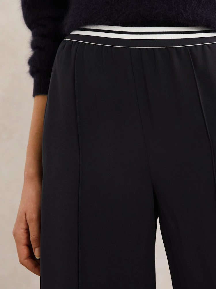 Reiss Black Athena Atelier Wool Stud Flared Trousers