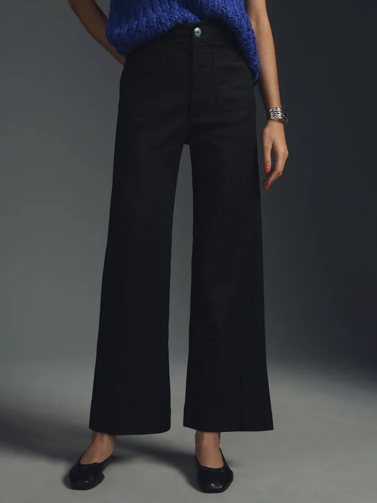 Anthropologie Maeve The Colette Cropped Wide-Leg Trousers: Linen Edition